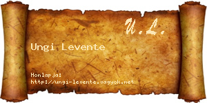Ungi Levente névjegykártya